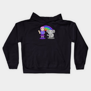 Cute girl with elephant Kids Hoodie